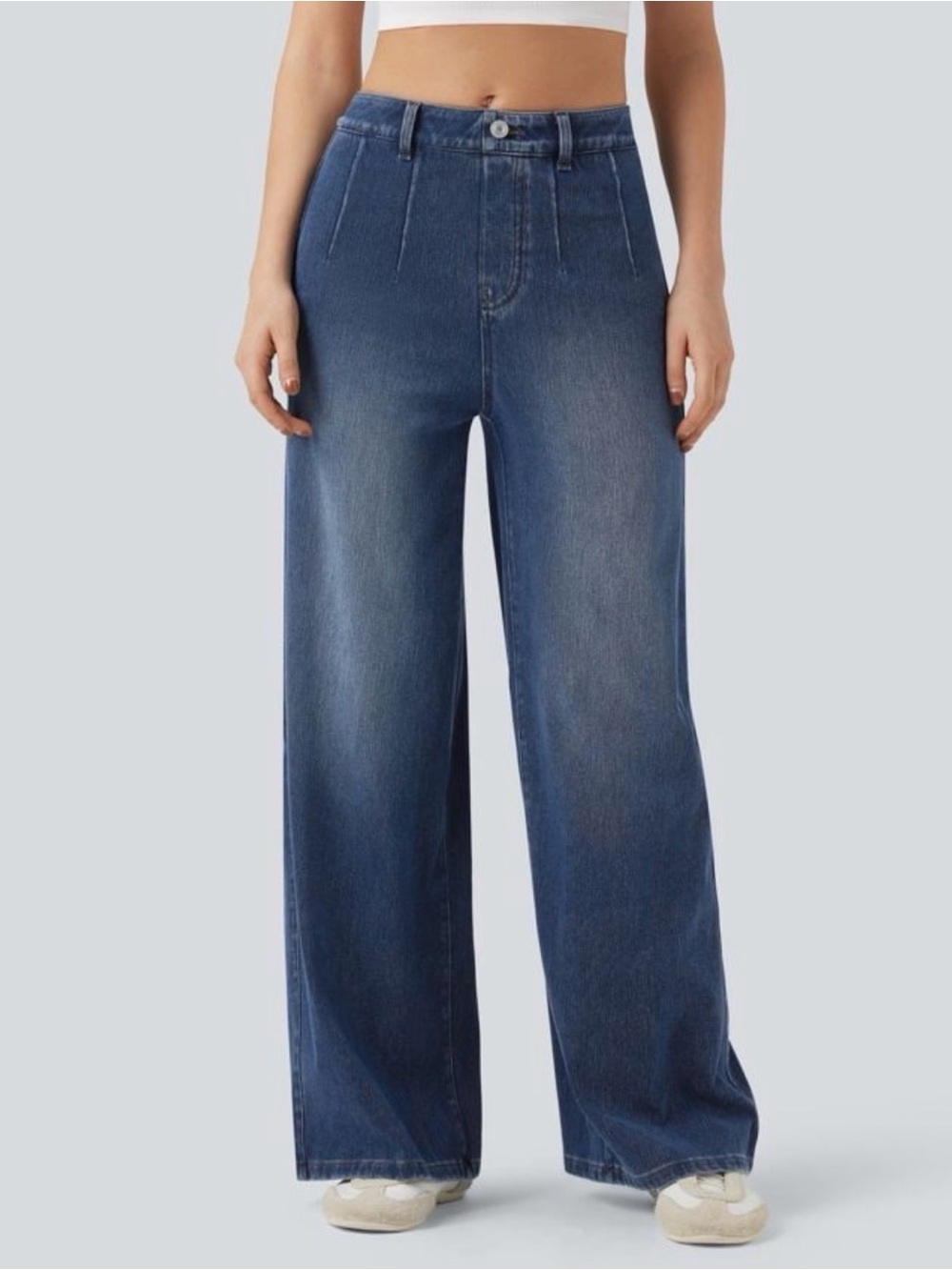 Halara Wide Leg tummy control High-Rise Jeans - Blue